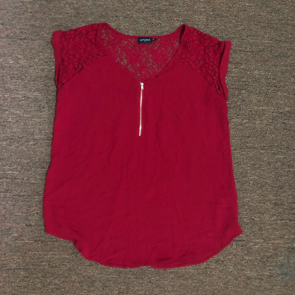 tempted red lace blouse
